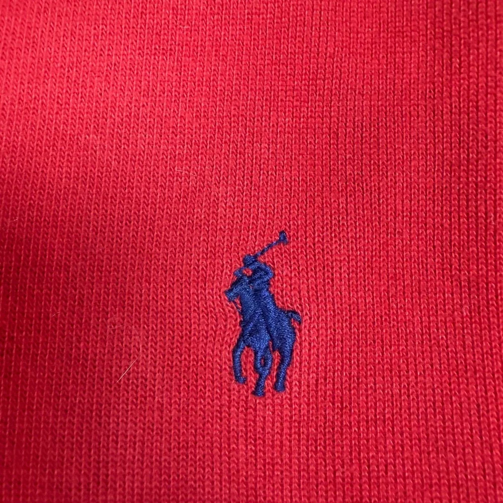Polo Ralph‎ Lauren Mens Red Quarter Zip Cotton Knit Pullover Sweater Size Large